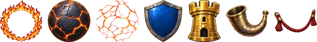 Separate layers of the KEEPBREAKER Wild, Shield and War Horn symbols